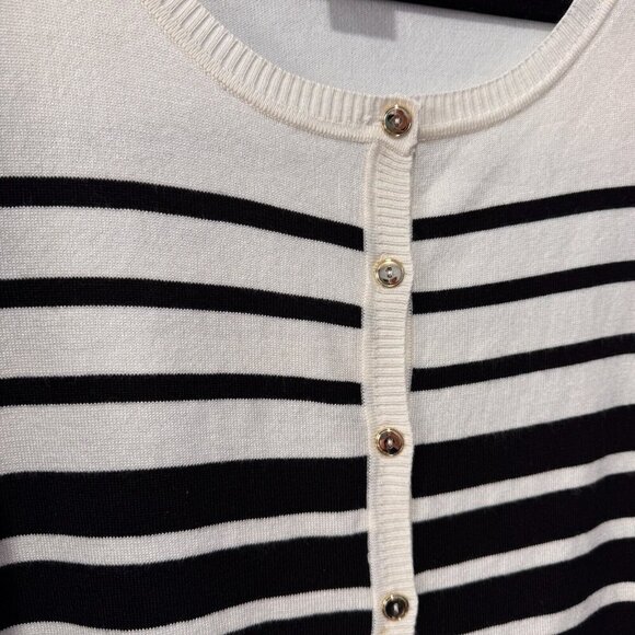 Karen Scott size large cardigan stripes gold buttons - Picture 4 of 6
